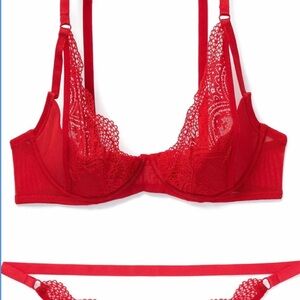 Adore Me Vibrant Red Lace Bra size 34DDD